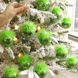 Darrahopens Occasions > Christmas > Christmas Decorations Christmas decorations for indoor use: 12 pcs cute Grinch Christmas tree baubles with fluffy green hair, glittering Grinch Christmas baubles for the Christmas tree-tfrf