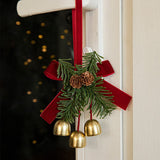 Darrahopens Occasions > Christmas > Christmas Decorations Christmas Door Hanging Ornament with Pinecones, Bells, and Red Ribbon – 16x11cm Festive Decor（2 PCS））