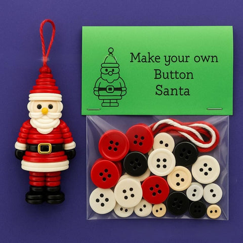 Darrahopens Occasions > Christmas > Christmas Decorations Christmas gift Christmas Button Ornament - Festive Santa Design Craft Kit （Santa Claus）