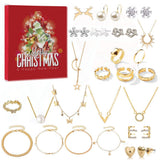 Darrahopens Occasions > Christmas > Christmas Decorations Christmas Jewellery Advent Calendar 24 Day Countdown Blind Box Set Includes Earrings Rings Necklaces and Bracelets Festive Gift for Her