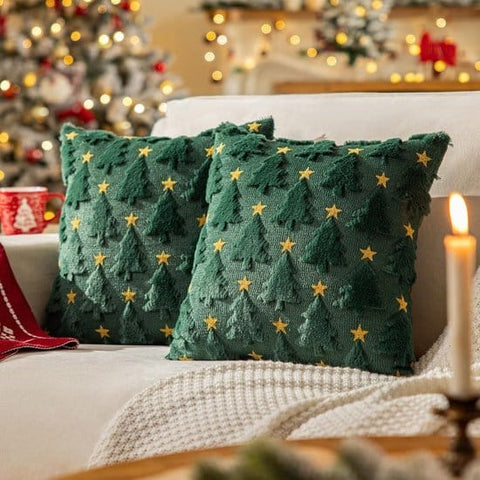 Darrahopens Occasions > Christmas > Christmas Decorations Christmas Pillowcase Set - Set of 2 - Winter Christmas Themed Cushion Covers - Christmas Decorations - Soft Christmas Cushions, Christmas Covers - 45 x 45 cm - Elegant Christmas Decoration Cushion Covers for the Living Room (Pillow filling not included)