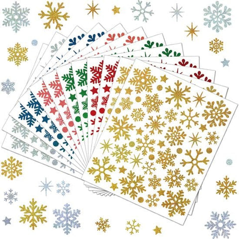 Darrahopens Occasions > Christmas > Christmas Decorations Christmas snowflake stickers - sand glitter party decorations - gift card and handbag DIY - winter snowflake stickers - 12 pieces