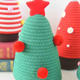 Darrahopens Occasions > Christmas > Christmas Decorations Christmas-themed cotton yarn woven storage basket, Christmas tree-shaped desktop storage box with lid, entryway key and remote control holder - cosmetic storage box - red