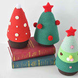Darrahopens Occasions > Christmas > Christmas Decorations Christmas-themed cotton yarn woven storage basket, Christmas tree-shaped desktop storage box with lid, entryway key and remote control holder - cosmetic storage box - red