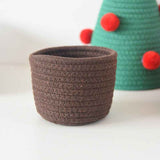 Darrahopens Occasions > Christmas > Christmas Decorations Christmas-themed cotton yarn woven storage basket, Christmas tree-shaped desktop storage box with lid, entryway key and remote control holder - cosmetic storage box - red