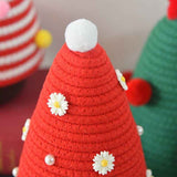 Darrahopens Occasions > Christmas > Christmas Decorations Christmas-themed cotton yarn woven storage basket, Christmas tree-shaped desktop storage box with lid, entryway key and remote control organizer - cosmetic storage box - green