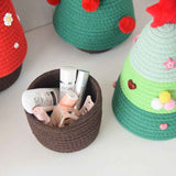 Darrahopens Occasions > Christmas > Christmas Decorations Christmas-themed cotton yarn woven storage basket, Christmas tree-shaped desktop storage box with lid, entryway key and remote control organizer - cosmetic storage box - green