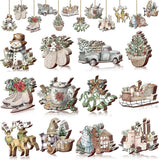 Darrahopens Occasions > Christmas > Christmas Decorations Christmas tree decorations (12 pieces) - Indoor Christmas decorations - Wooden Christmas tree decorations - Snowman - Sleigh - Reindeer set - Christmas decorations - Christmas decorations - Style A