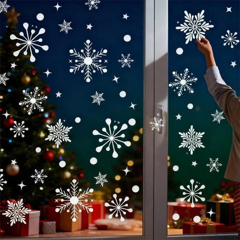 Darrahopens Occasions > Christmas > Christmas Decorations Christmas window stickers - Christmas - Window decorations - Stickers - Christmas decorations - 192 pieces PVC Christmas window decorations - Including Christmas snowflake and snowman patterns - Printed on both sides - For Christmas decorations