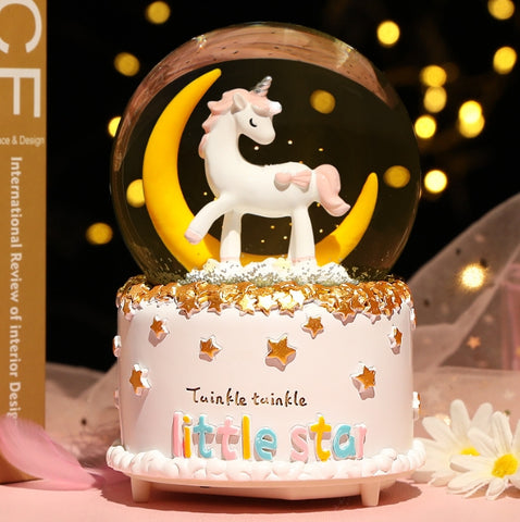 Darrahopens Occasions > Christmas > Christmas Decorations Enchanting Unicorn Snow Globe Music Box - Magical Starry Sky Musical Gift for Girls