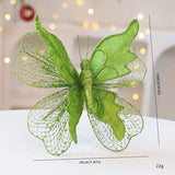 Darrahopens Occasions > Christmas > Christmas Decorations Green Large Glitter Butterfly Christmas Ornaments (Set of 2) - Clip-On Decorations for Trees & Wreaths