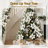 Darrahopens Occasions > Christmas > Christmas Decorations Jingle Jollys 14Pcs Christmas Tree Flower Set Xmas Garland Wreath Magnolia White