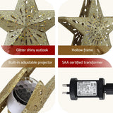 Darrahopens Occasions > Christmas > Christmas Decorations Jingle Jollys Christmas Tree Topper Star Snowflake Projector Party Glitter Gold
