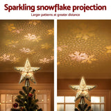 Darrahopens Occasions > Christmas > Christmas Decorations Jingle Jollys Christmas Tree Topper Star Snowflake Projector Party Glitter Gold