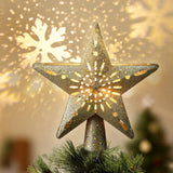 Darrahopens Occasions > Christmas > Christmas Decorations Jingle Jollys Christmas Tree Topper Star Snowflake Projector Party Glitter Gold