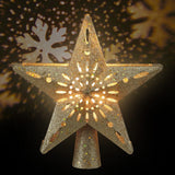 Darrahopens Occasions > Christmas > Christmas Decorations Jingle Jollys Christmas Tree Topper Star Snowflake Projector Party Glitter Gold