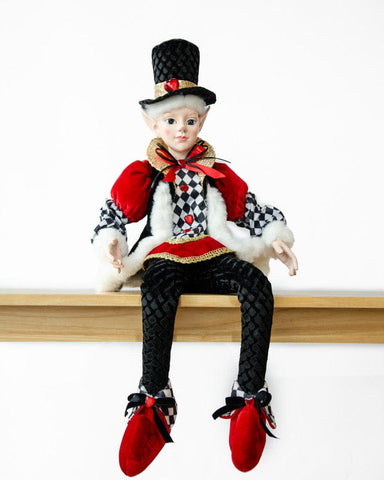 Darrahopens Occasions > Christmas > Christmas Decorations LUXURY CHRISTMAS CAROLLER ELF BLACK/RED 65CM