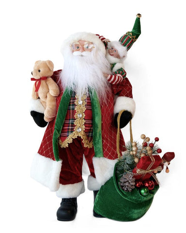 Darrahopens Occasions > Christmas > Christmas Decorations LUXURY SANTA WITH BEAR & ELF 61CM