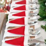 Darrahopens Occasions > Christmas > Christmas Decorations Mini Santa Hat Cutlery Holders (100-Pack) - Festive Christmas Wine Bottle Toppers & Table Decorations