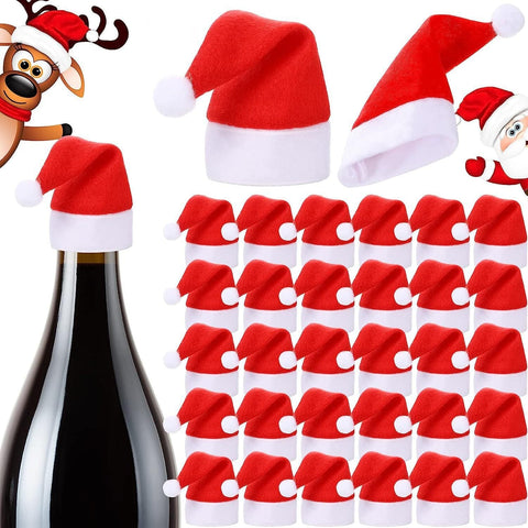 Darrahopens Occasions > Christmas > Christmas Decorations Mini Santa Hat Cutlery Holders (100-Pack) - Festive Christmas Wine Bottle Toppers & Table Decorations