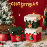 Darrahopens Occasions > Christmas > Christmas Decorations Red and Green Luxe Plush Christmas Gift Box - Decorative Holiday Treat Box with Snowy Trim