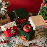 Darrahopens Occasions > Christmas > Christmas Decorations Red and Green Luxe Plush Christmas Gift Box - Decorative Holiday Treat Box with Snowy Trim