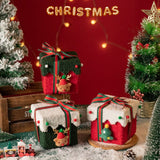Darrahopens Occasions > Christmas > Christmas Decorations Red and Green Luxe Plush Christmas Gift Box - Decorative Holiday Treat Box with Snowy Trim