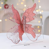 Darrahopens Occasions > Christmas > Christmas Decorations Rose Gold Large Glitter Butterfly Christmas Ornaments (Set of 2) - Clip-On Decorations for Trees & Wreaths