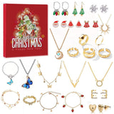 Darrahopens Occasions > Christmas > Christmas Decorations Santa Claus Edition Christmas Jewellery Advent Calendar 24 Day Countdown Blind Box Set Includes Earrings Rings Necklaces and Bracelets Festive Gift for Her