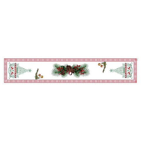 Darrahopens Occasions > Christmas > Christmas Decorations Style-1 New Year & Christmas Table Runner(33 x 180 CM) - Festive Linen Tablecloth, Digital Print Christmas Decor