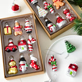 Darrahopens Occasions > Christmas > Christmas Decorations Style A Colorful Charming Miniature Glass Christmas Ornament Set - 9pc Classic Holiday Figures