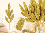Darrahopens Occasions > Christmas > Christmas Decorations Trendbay 10Pcs Gold Glitter Christmas Leaves – 34 cm Artificial Branch Picks In Australia - Darrahopens