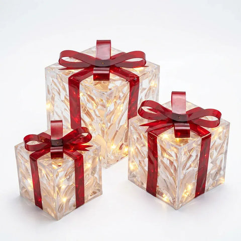 Darrahopens Occasions > Christmas > Christmas Decorations Trendbay 3pcs Christmas Gift Box Lights Transparent Decorative Boxes In Australia - Darrahopens