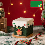 Darrahopens Occasions > Christmas > Christmas Decorations White and Green Luxe Plush Christmas Gift Box - Decorative Holiday Treat Box with Snowy Trim