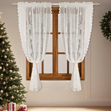Darrahopens Occasions > Christmas > Christmas Decorations Window Screen - Ice Flower Christmas Tree Window Screen - Metal Mesh - European and American - Christmas - Curtain - Net Curtain 2-Piece Set (150*180cm)
