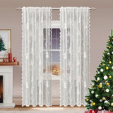 Darrahopens Occasions > Christmas > Christmas Decorations Window Screen - Ice Flower Christmas Tree Window Screen - Metal Mesh - European and American - Christmas - Curtain - Net Curtain 2-Piece Set (150*200cm)