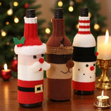 Darrahopens Occasions > Christmas > Christmas Decorations Wine Bottle Decorations - 3 Pieces - Wine Bottle Sleeves - Wine Bottle Bags - Christmas Decorations - Cartoon Knitted Old Man and Snowman Wine Bottle Sleeves - Festive Restaurant Decorations