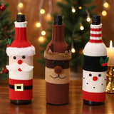 Darrahopens Occasions > Christmas > Christmas Decorations Wine Bottle Decorations - 3 Pieces - Wine Bottle Sleeves - Wine Bottle Bags - Christmas Decorations - Cartoon Knitted Old Man and Snowman Wine Bottle Sleeves - Festive Restaurant Decorations