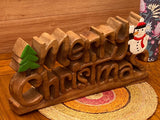 Darrahopens Occasions > Christmas > Christmas Decorations Wooden carved Merry Christmas decoration 38 cm long with Tree and Star
