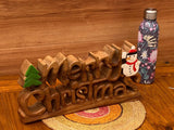 Darrahopens Occasions > Christmas > Christmas Decorations Wooden carved Merry Christmas decoration 38 cm long with Tree and Star