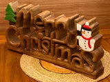 Darrahopens Occasions > Christmas > Christmas Decorations Wooden carved Merry Christmas decoration 38 cm long with Tree and Star
