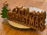 Darrahopens Occasions > Christmas > Christmas Decorations Wooden carved Merry Christmas decoration 38 cm long with Tree and Star