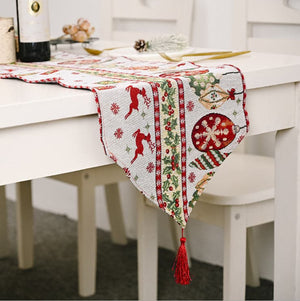 Darrahopens Occasions > Christmas Christmas Table Runner thickened knitted Dining Tablecloth Xmas Party Decor(Elk)