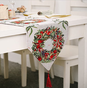 Darrahopens Occasions > Christmas Christmas Table Runner thickened knitted Dining Tablecloth Xmas Party Decor(Garland)