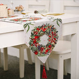 Darrahopens Occasions > Christmas Christmas Table Runner thickened knitted Dining Tablecloth Xmas Party Decor(Garland)