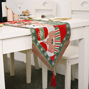 Darrahopens Occasions > Christmas Christmas Table Runner thickened knitted Dining Tablecloth Xmas Party Decor(Santa Claus)