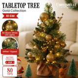 Darrahopens Occasions > Christmas > Christmas Trees Christabelle 61cm Battery-operated Christmas Tree Warm Lights Led Table Top Gold