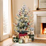 Darrahopens Occasions > Christmas > Christmas Trees Jingle Jollys Christmas Tree 1M LED Potted Xmas Party Decor Red Barries Flocked