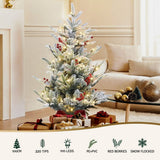 Darrahopens Occasions > Christmas > Christmas Trees Jingle Jollys Christmas Tree 1M LED Potted Xmas Party Decor Red Barries Flocked