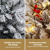 Darrahopens Occasions > Christmas > Christmas Trees Jingle Jollys Christmas Tree 1M LED Potted Xmas Party Decor Red Barries Flocked